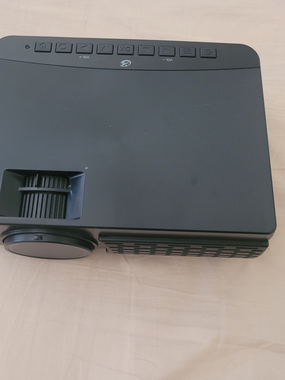 Black Portable LED Projector with Built-in Controls